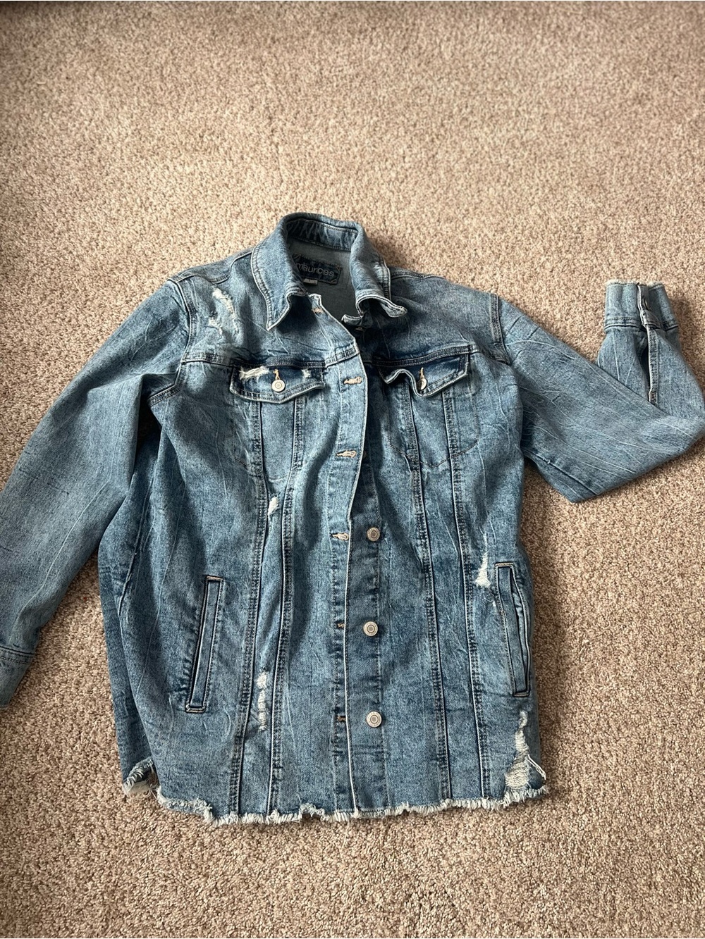 Maurices Light Blue Distressed Denim Jacket